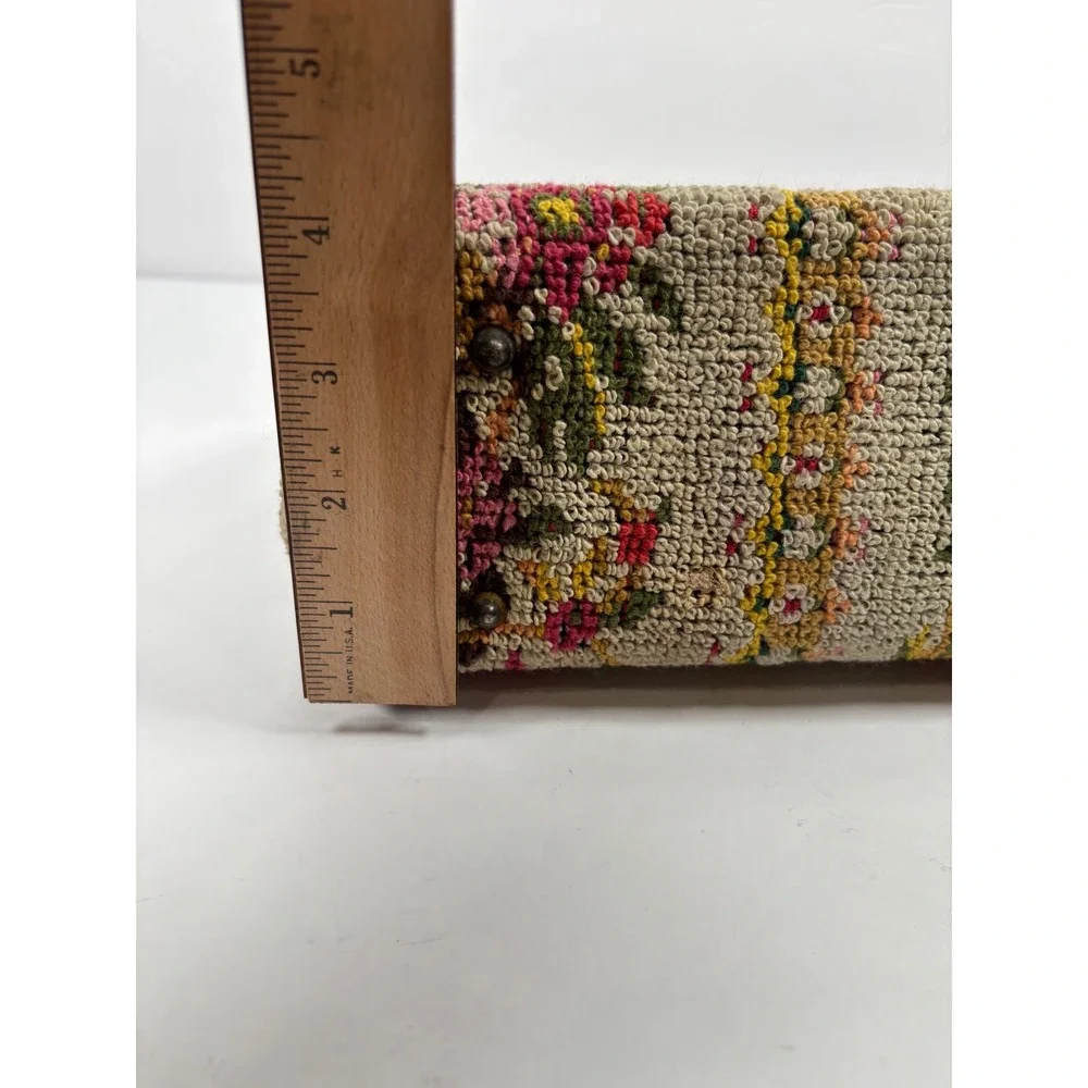 Vintage Medium Handbag Floral Tapestry Needlepoint Top Handle Cottage Grandma